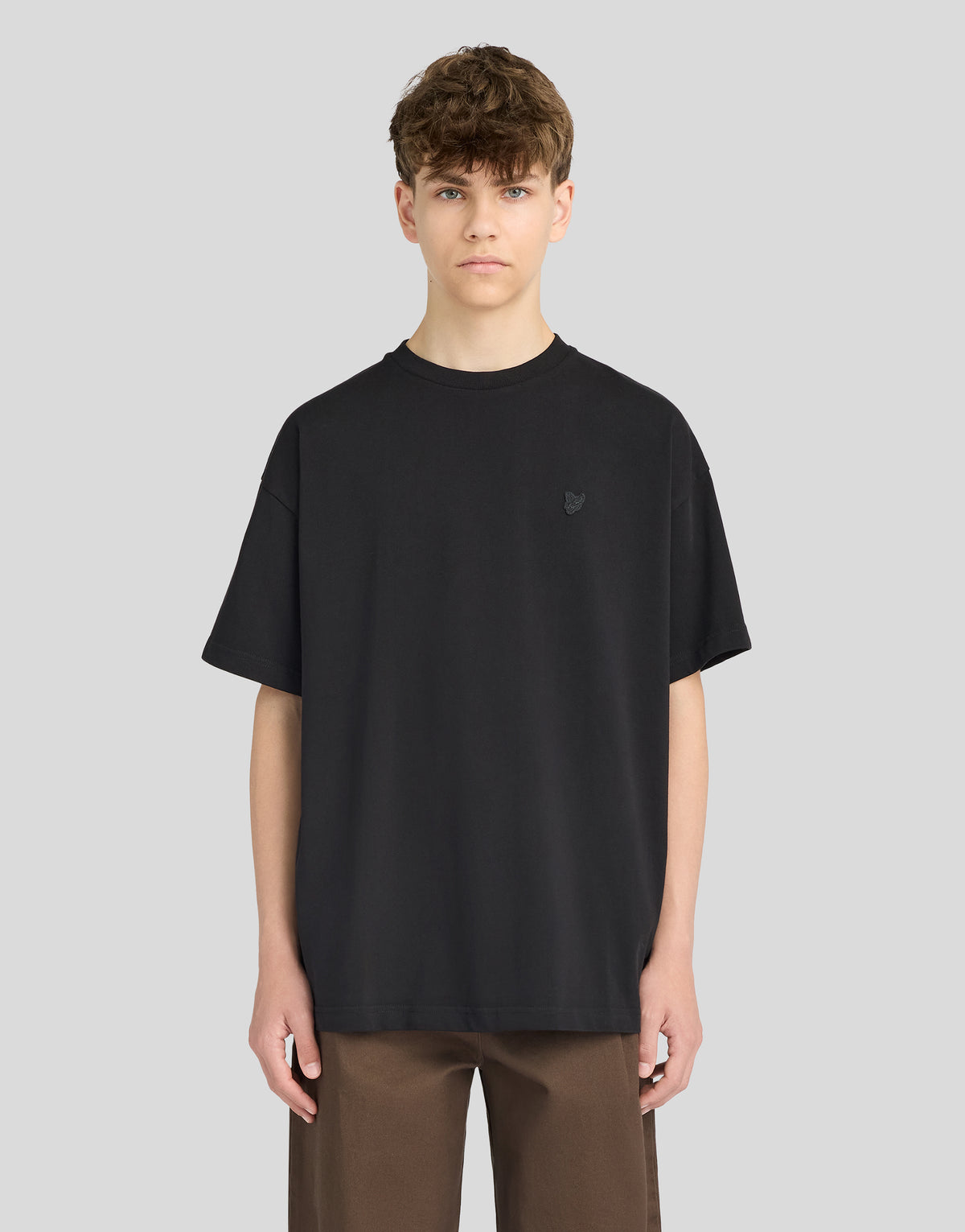 T-shirt ample épais pour garçon, couleur noir de jais