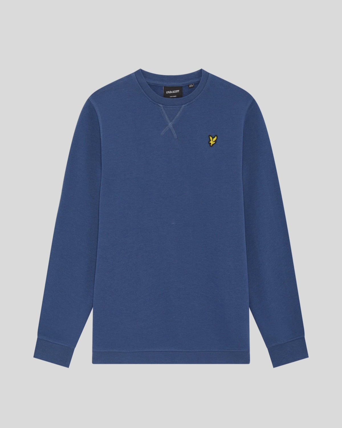 Uomo con felpa girocollo in cotone color bluette scuro