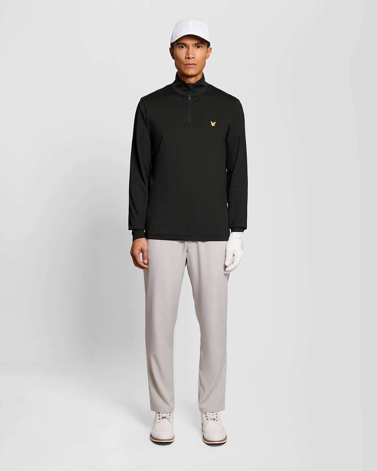 Uomo con giacca Performance 1/4 Zip Midlayer in nero jet