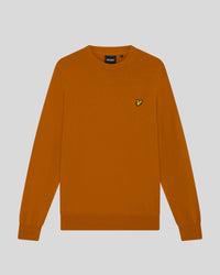 Jersey de cuello redondo de algodón y merino para hombre en color naranja intenso
