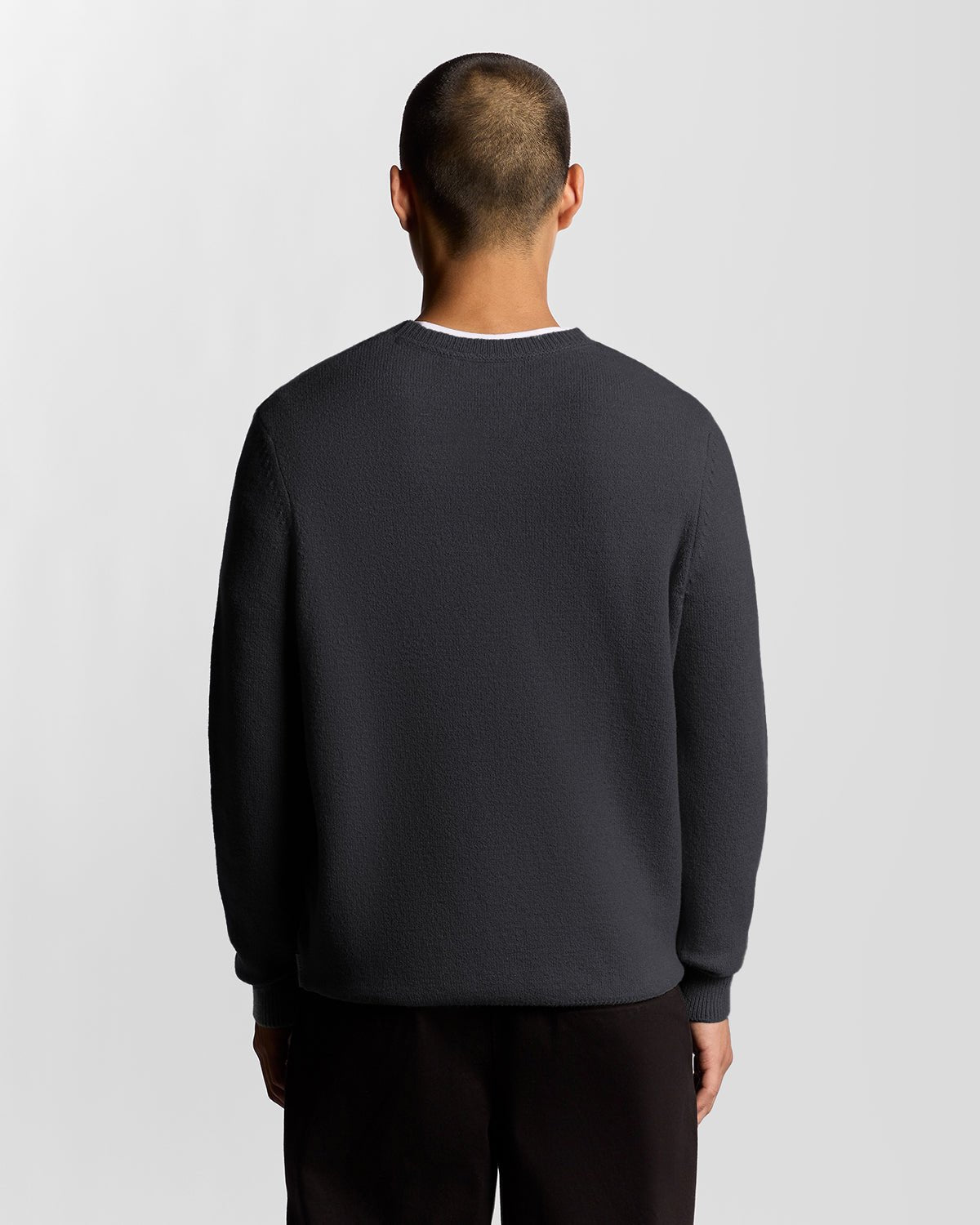 Pull à col rond en maille avec inscription, bleu marine foncé