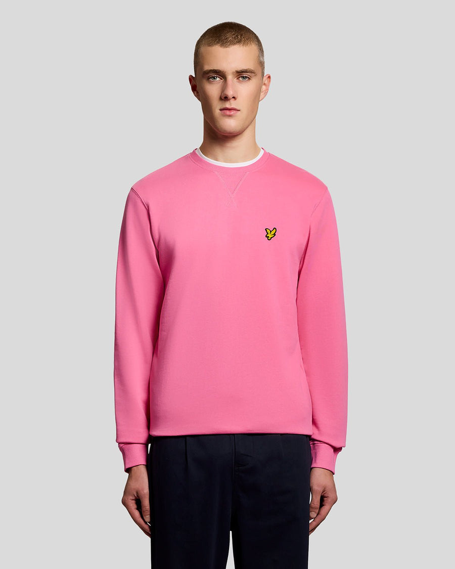 Uomo con felpa girocollo in cotone rosa shocking