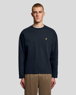 Sweat-shirt à col rond en jacquard gaufré