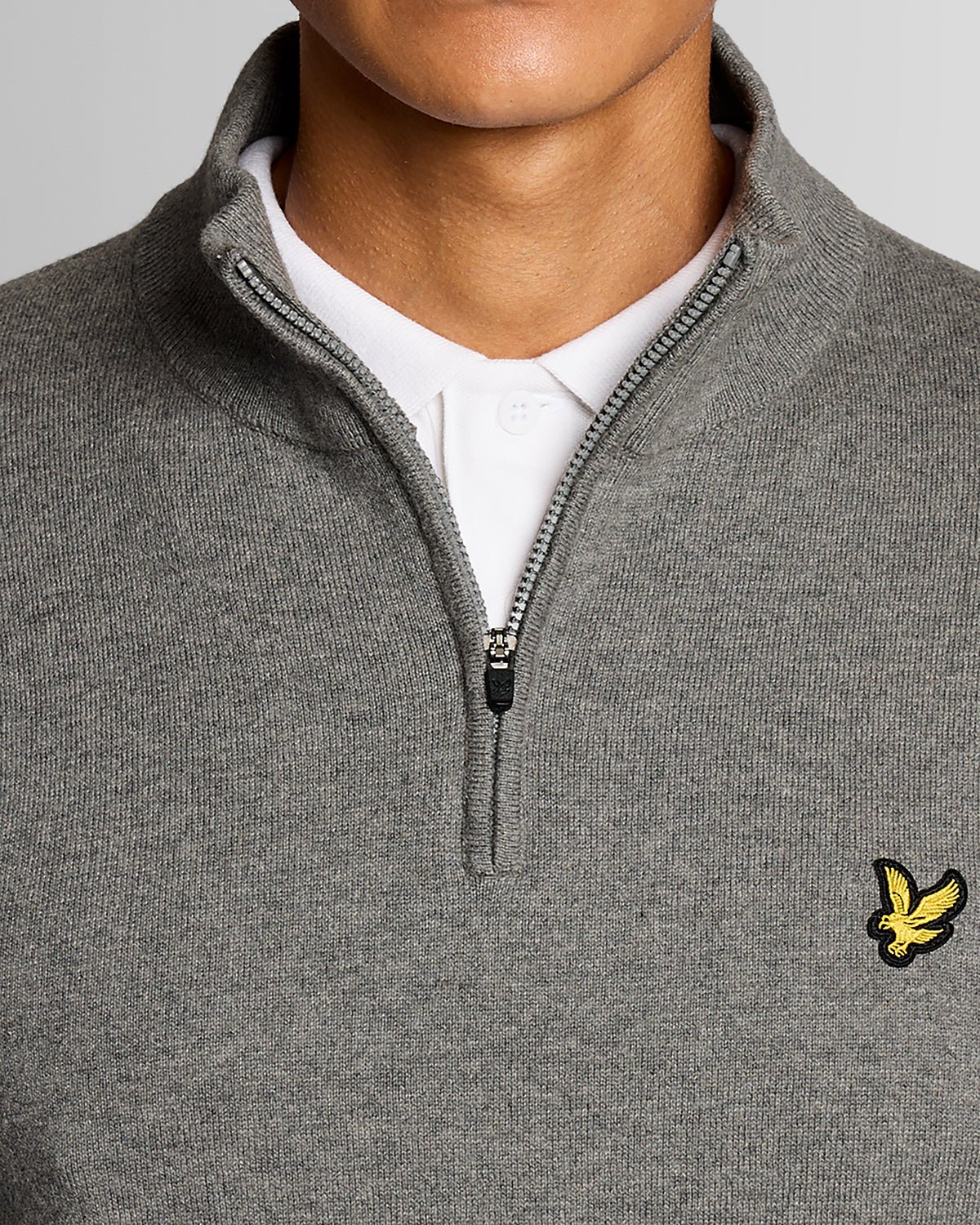 Uomo con maglione Performance con zip a 1/4 in grigio melange medio