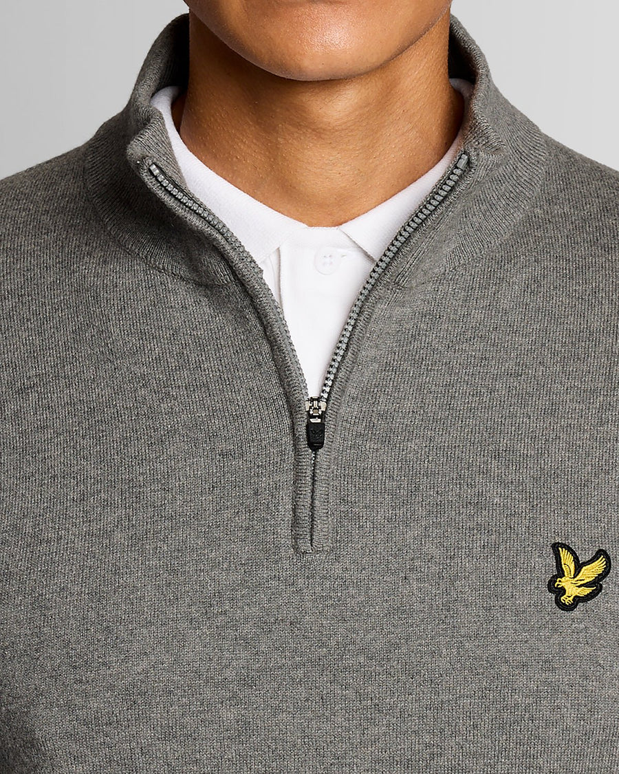 Uomo con maglione Performance con zip a 1/4 in grigio melange medio