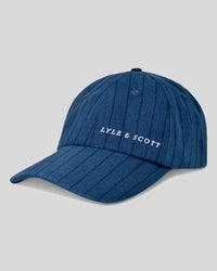 buy men's premium clothing fashion polos jackets -  Lyle & Scott Men's Pinstripe Baseball Cap in Apres Navy