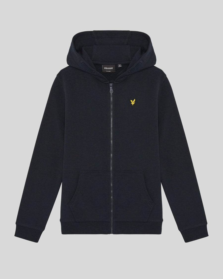 Homme portant un sweat à capuche en coton Loopback à fermeture éclair intégrale, couleur bleu marine foncé