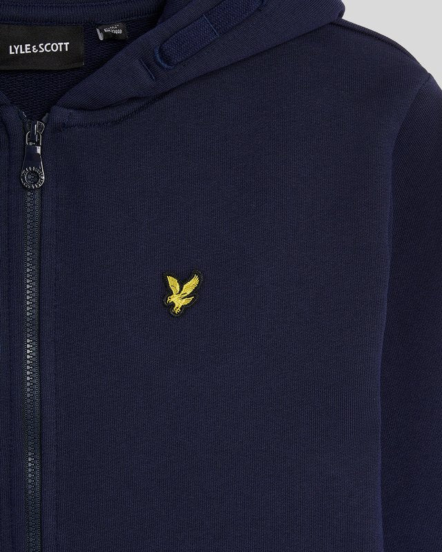 Ragazzo con felpa con cappuccio in cotone Loopback e zip integrale, colore blu navy