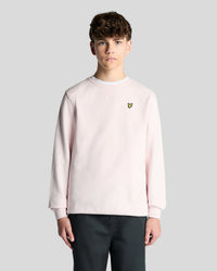 Man wears Cotton Crew Neck Sweatshirt in Light Pink