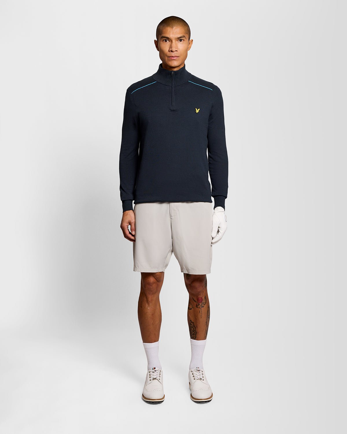 Pull à col zippé 1/4 en coton pour homme, bleu marine foncé
