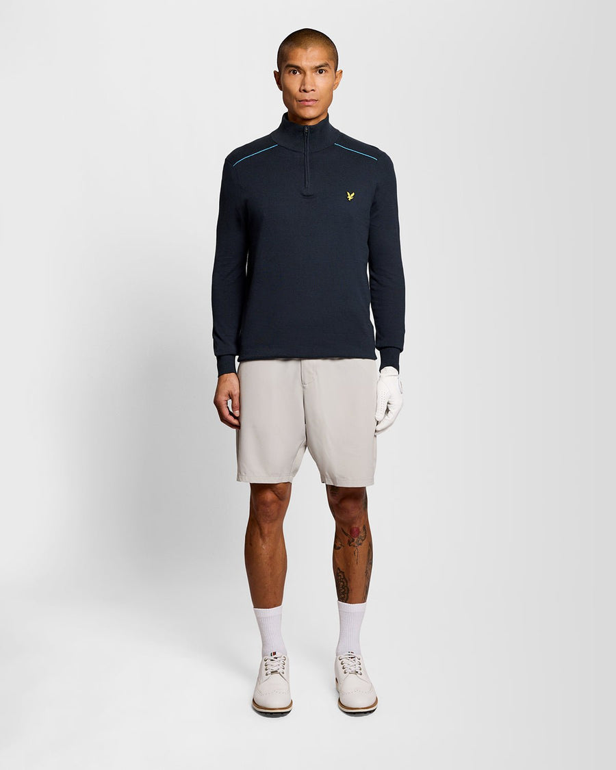 Pull à col zippé 1/4 en coton pour homme, bleu marine foncé