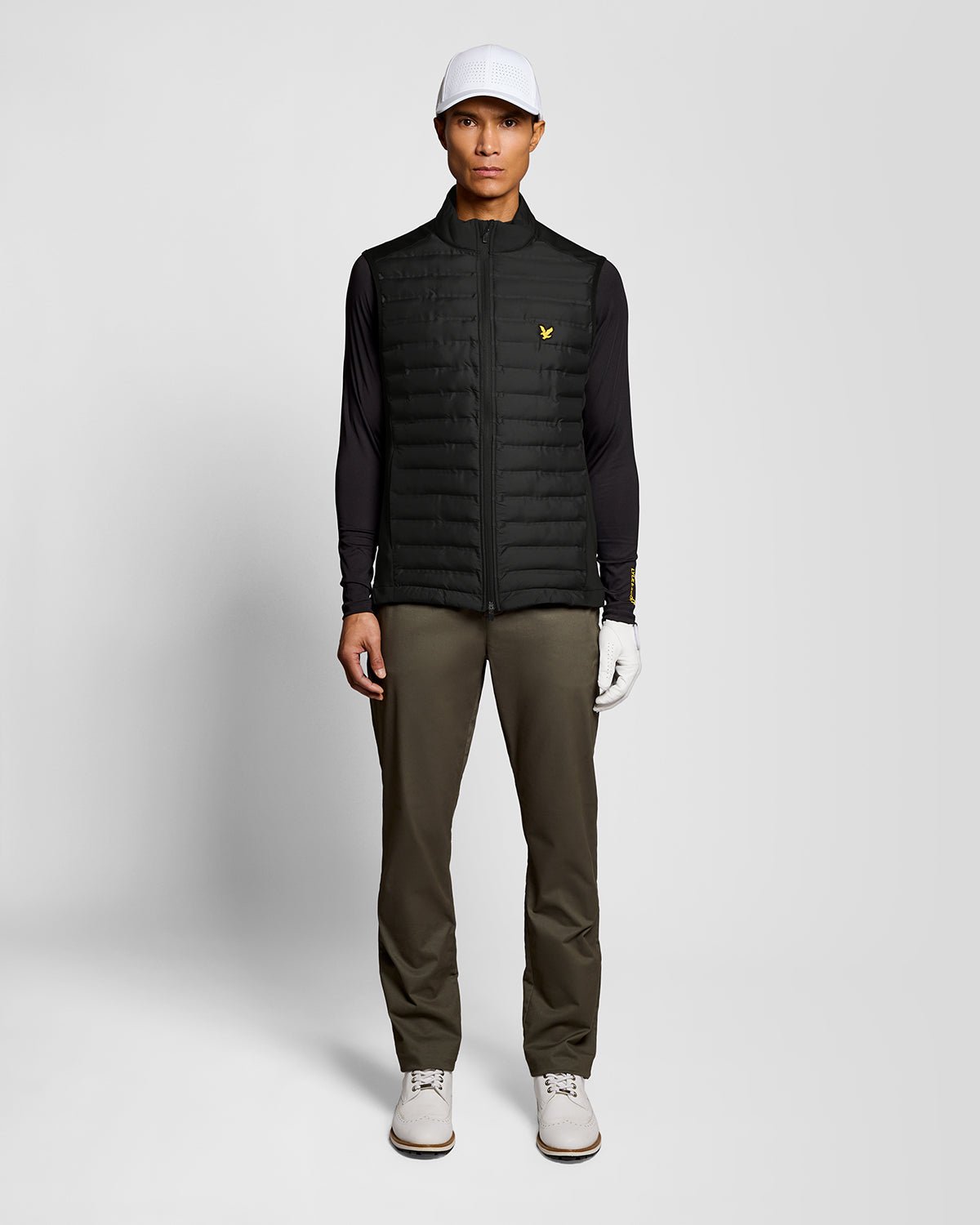 Uomo con gilet trapuntato Hybrid in nero corvino