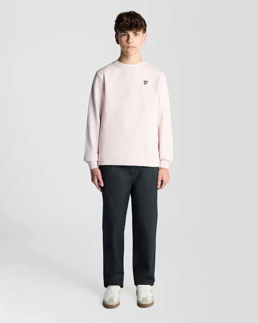 Uomo con felpa girocollo in cotone rosa chiaro