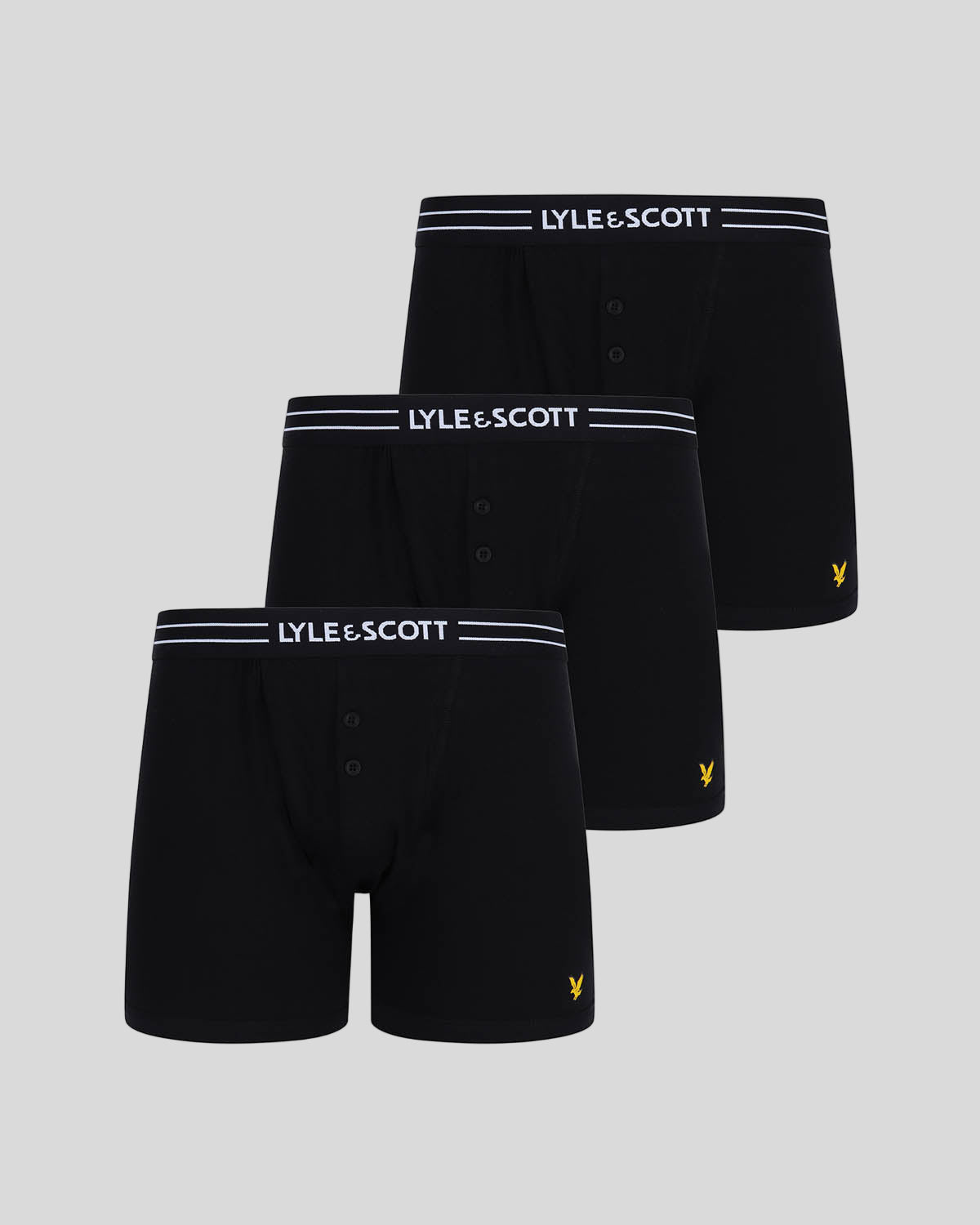 Lot de 3 boxers moulants avec bande élastique à motif aigle, couleur noire