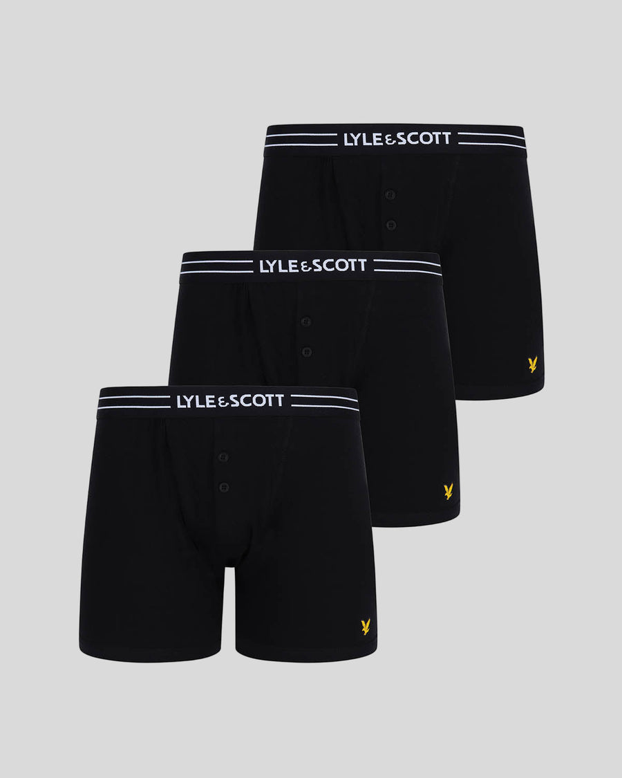 Lot de 3 boxers moulants avec bande élastique à motif aigle, couleur noire