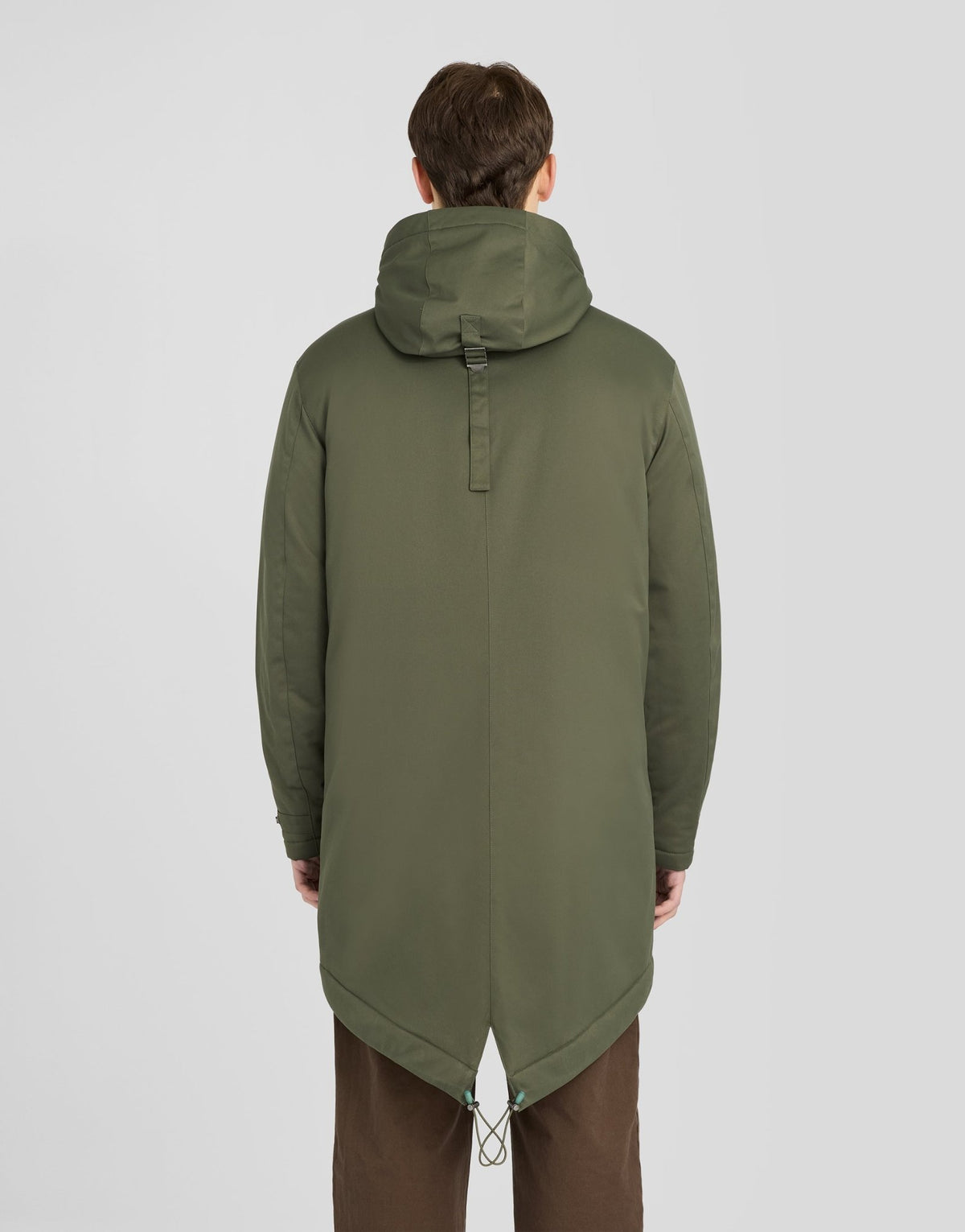 Man wears Padded Fishtail Parka in Deep Depths