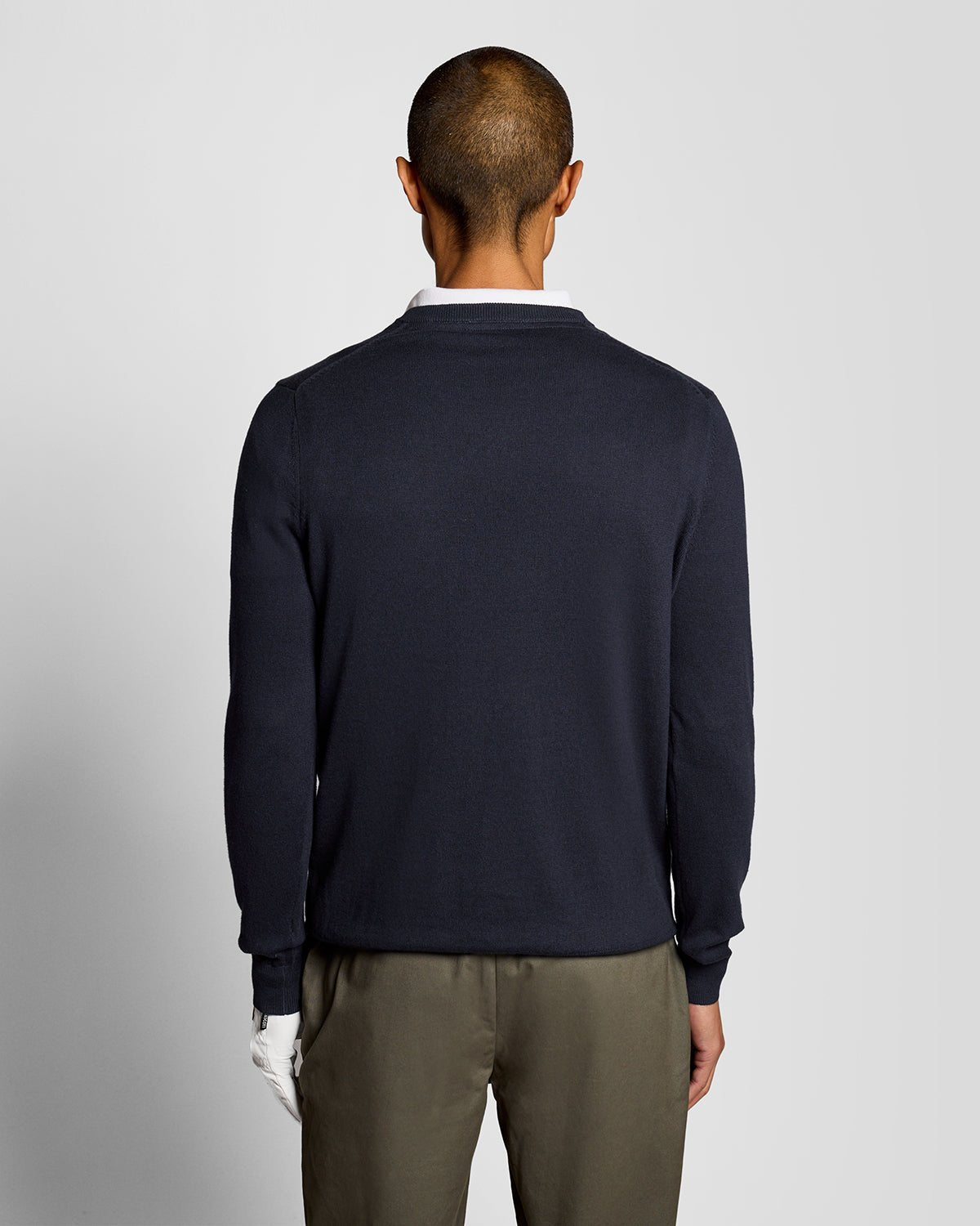 Pull à col en V en coton mélangé, bleu marine foncé, pour homme