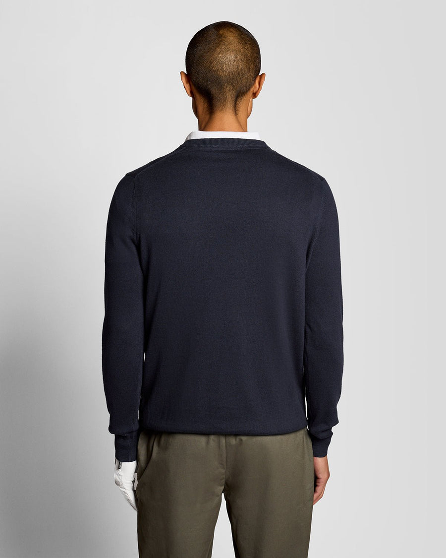 Pull à col en V en coton mélangé, bleu marine foncé, pour homme