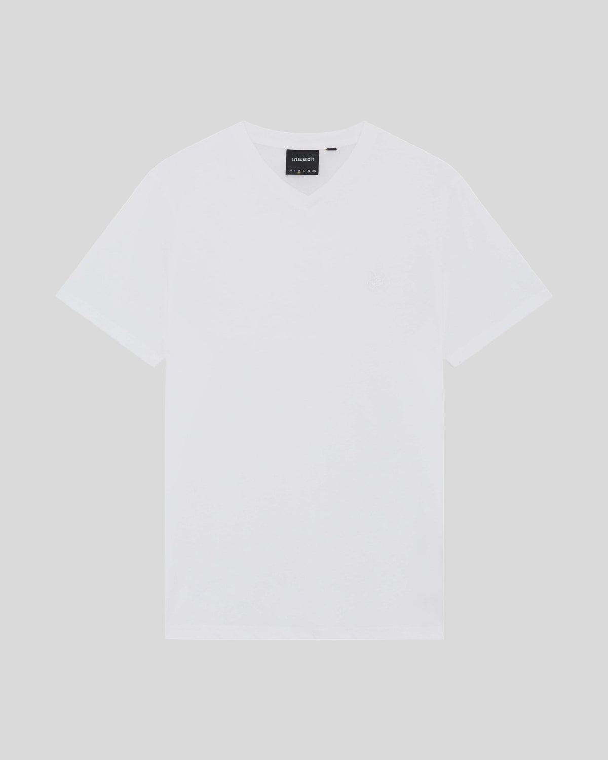 Man wears Superfine Cotton V-Neck T-Shirt in White