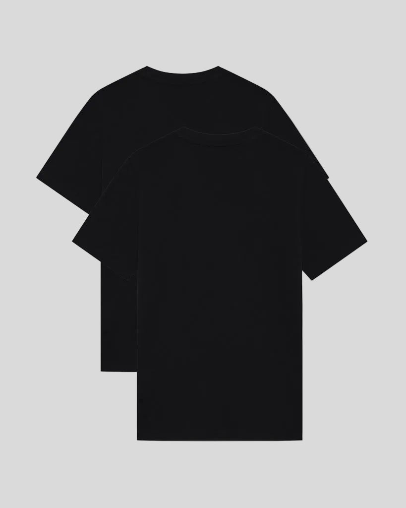 Uomo con maglietta Basic in confezione da 2, colore nero corvino