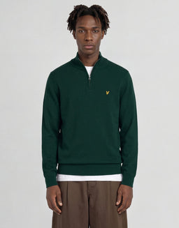 Maglione in cotone e lana merino con zip a 1/4