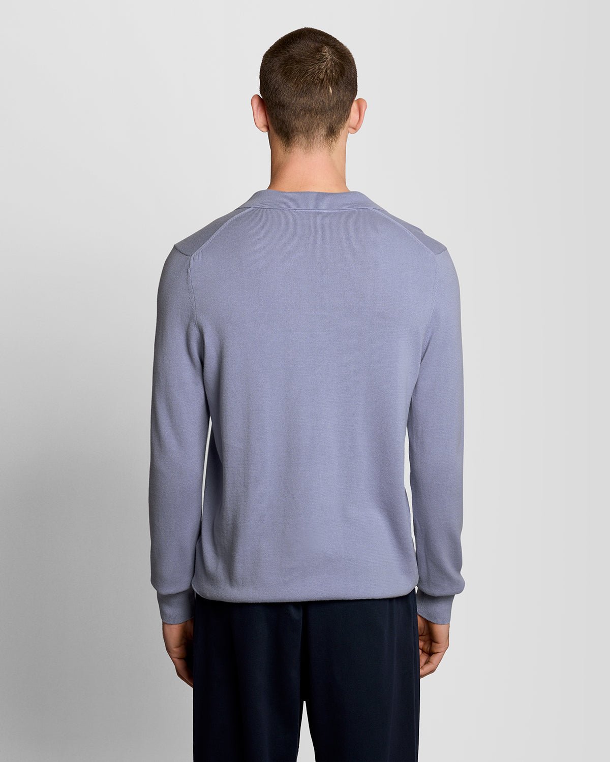 Pull à col polo en coton bleu bulle pour homme