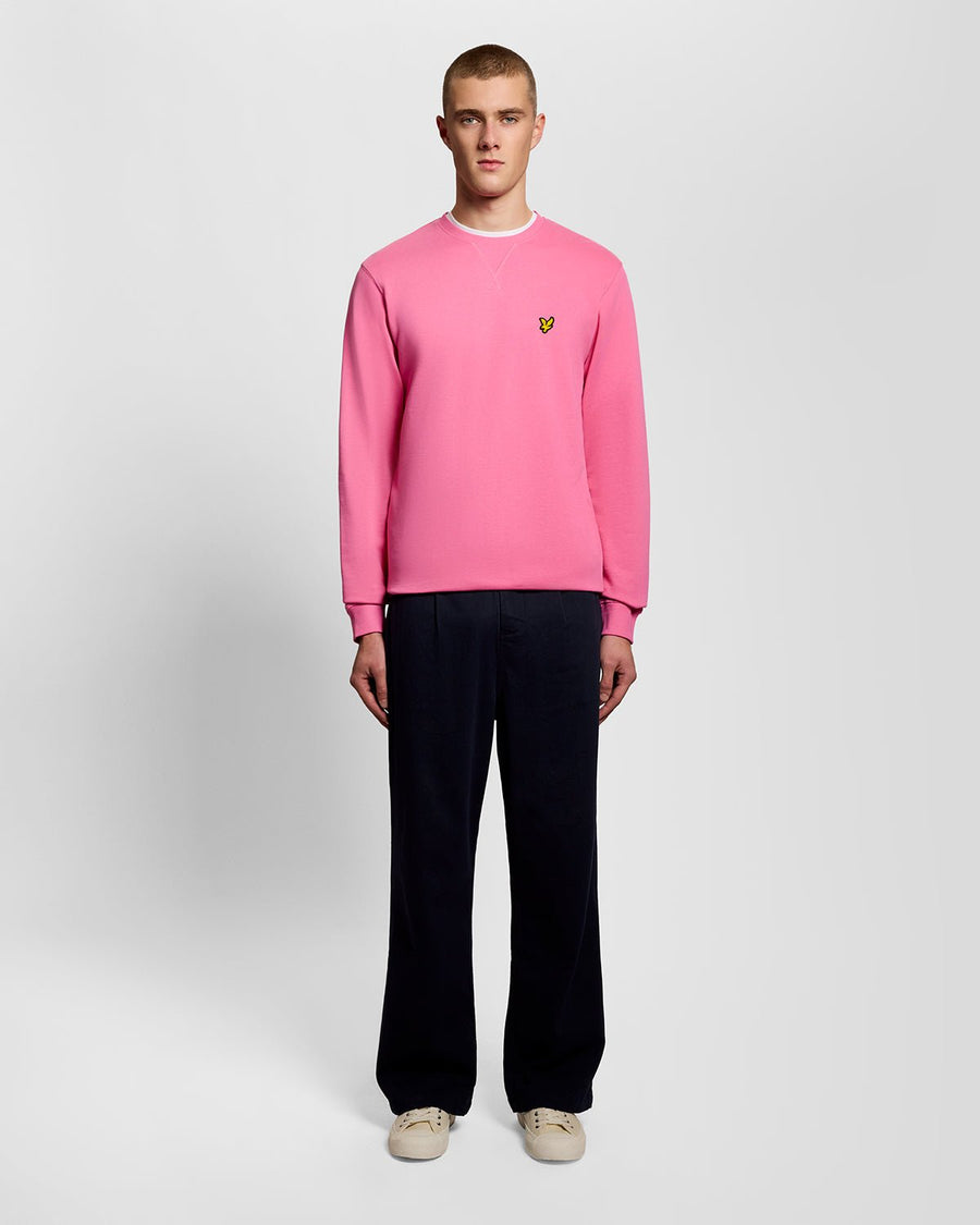 Uomo con felpa girocollo in cotone rosa shocking