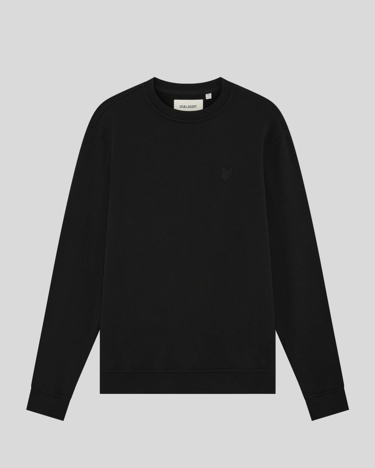 Uomo con felpa girocollo in cotone superfine, colore nero corvino