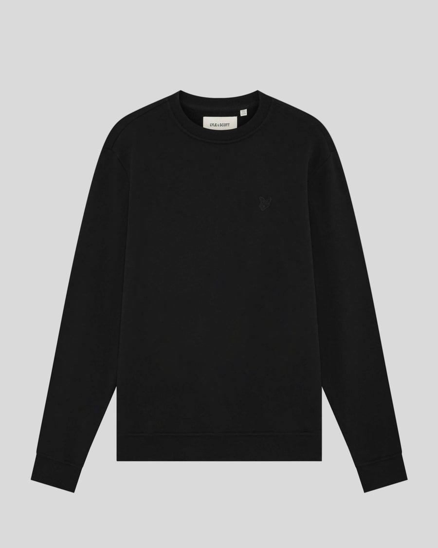 Uomo con felpa girocollo in cotone superfine, colore nero corvino