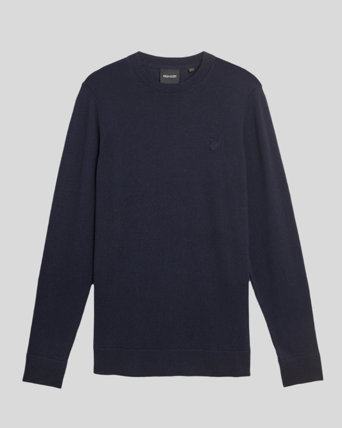 Uomo con maglione girocollo in cotone superfine blu scuro