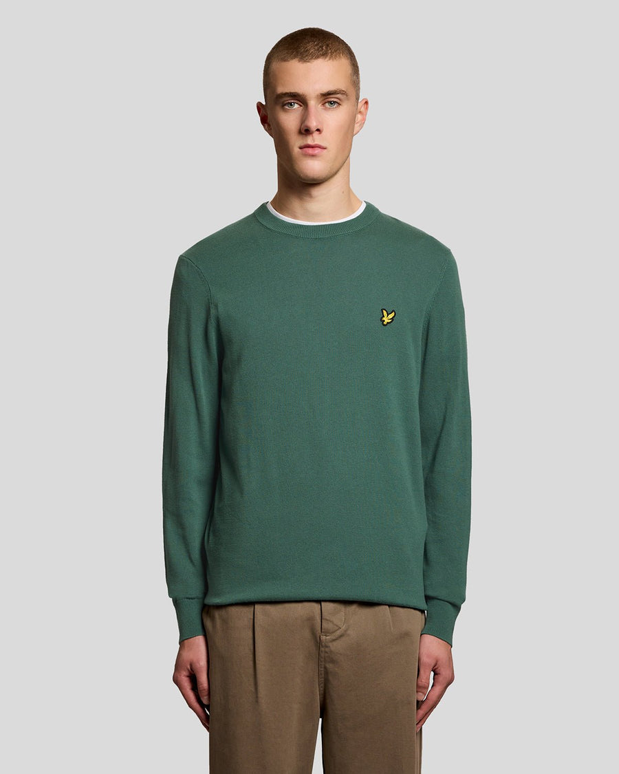 Uomo con maglione girocollo in cotone color Everglade