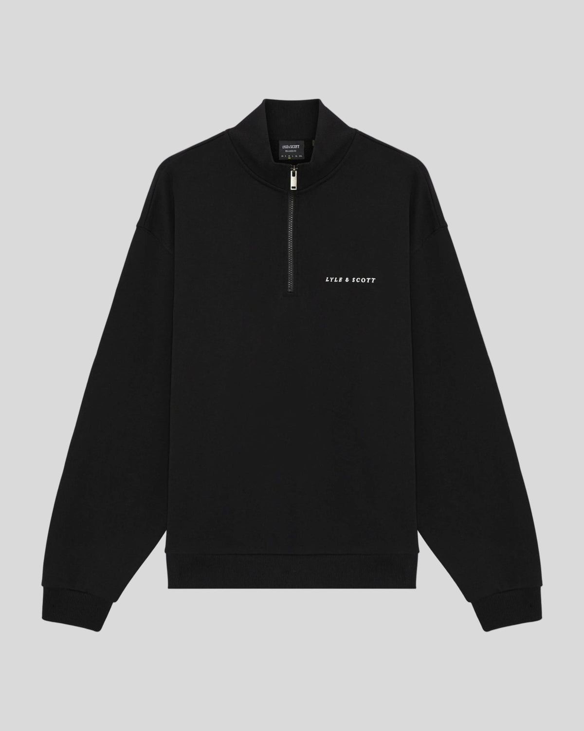 Uomo con felpa con zip a 1/4 Heavyweight Script in nero jet
