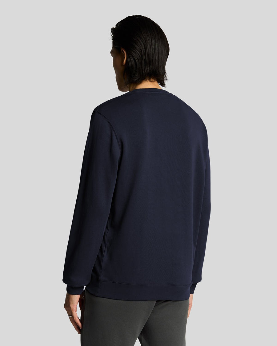 Uomo con felpa girocollo in cotone superfine blu scuro