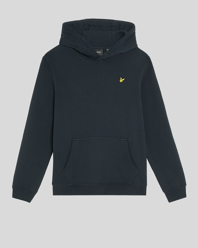 Garçon portant un sweat à capuche brossé bleu marine foncé