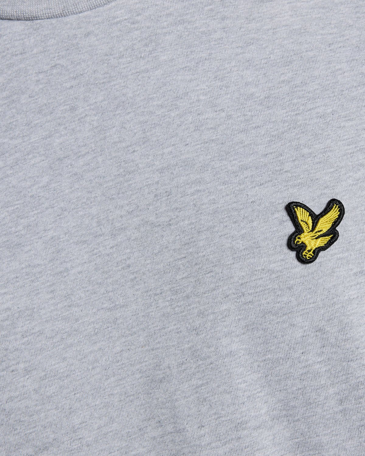 Man wears Cotton Crew Neck T-Shirt in Light Grey Marl
