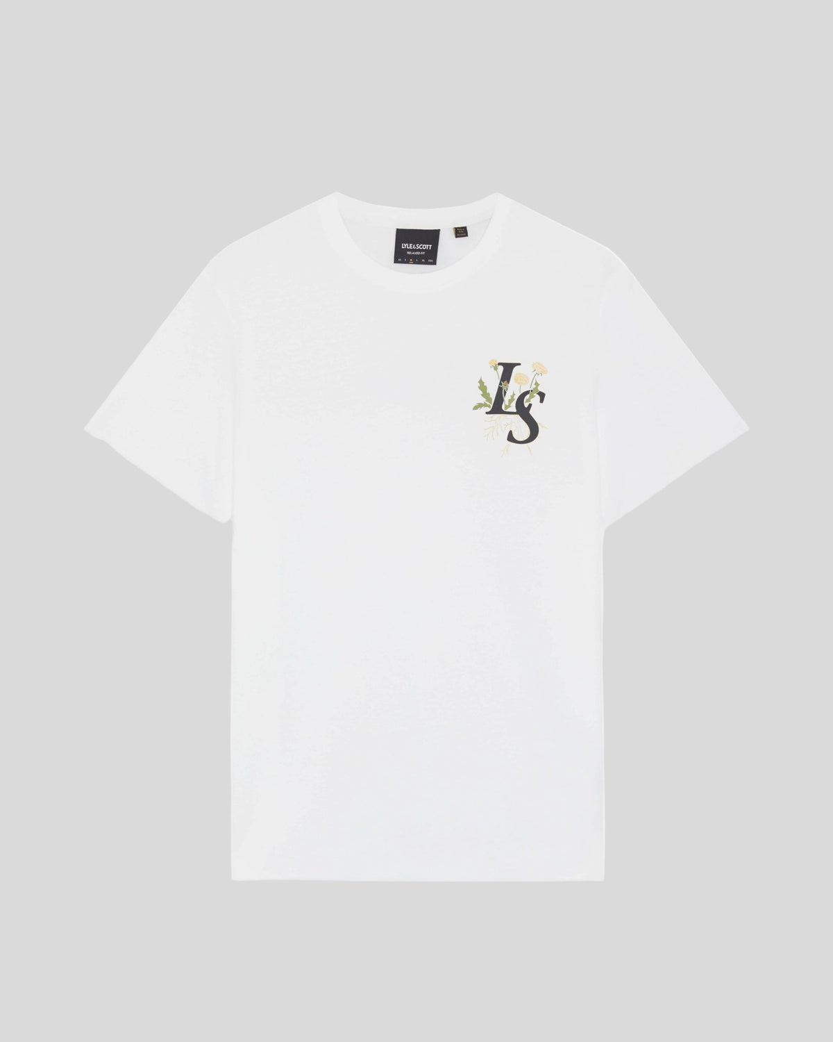 Homme portant un t-shirt à motif botanique blanc