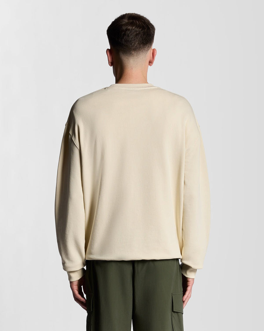 Homme portant un sweat-shirt en molleton Script Brushback, couleur Foam