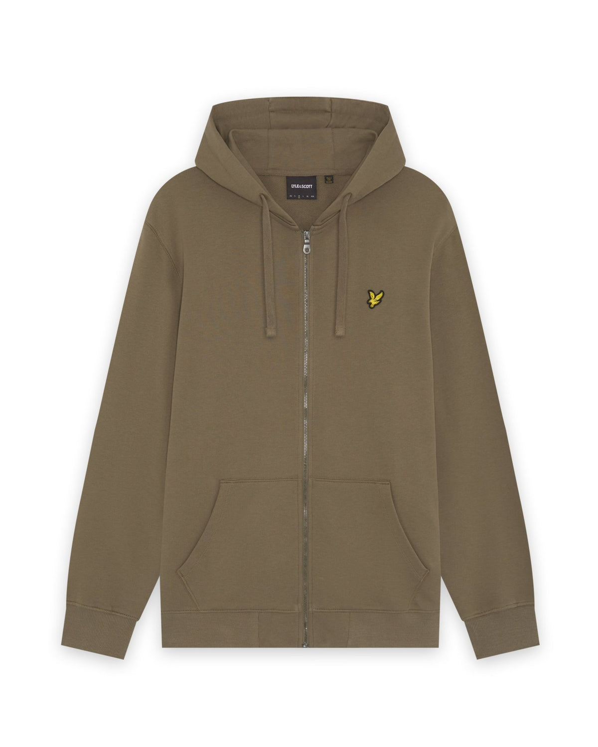 Hombre con sudadera con capucha y cremallera completa de algodón Loopback en color caqui ceniza