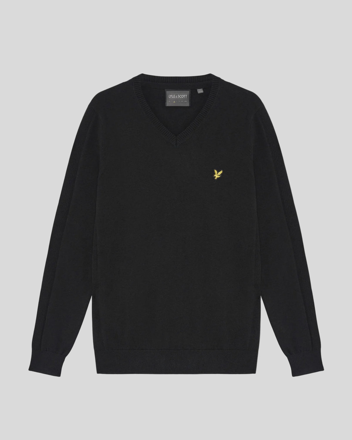 Pull à col en V en coton mélangé, couleur noir de jais