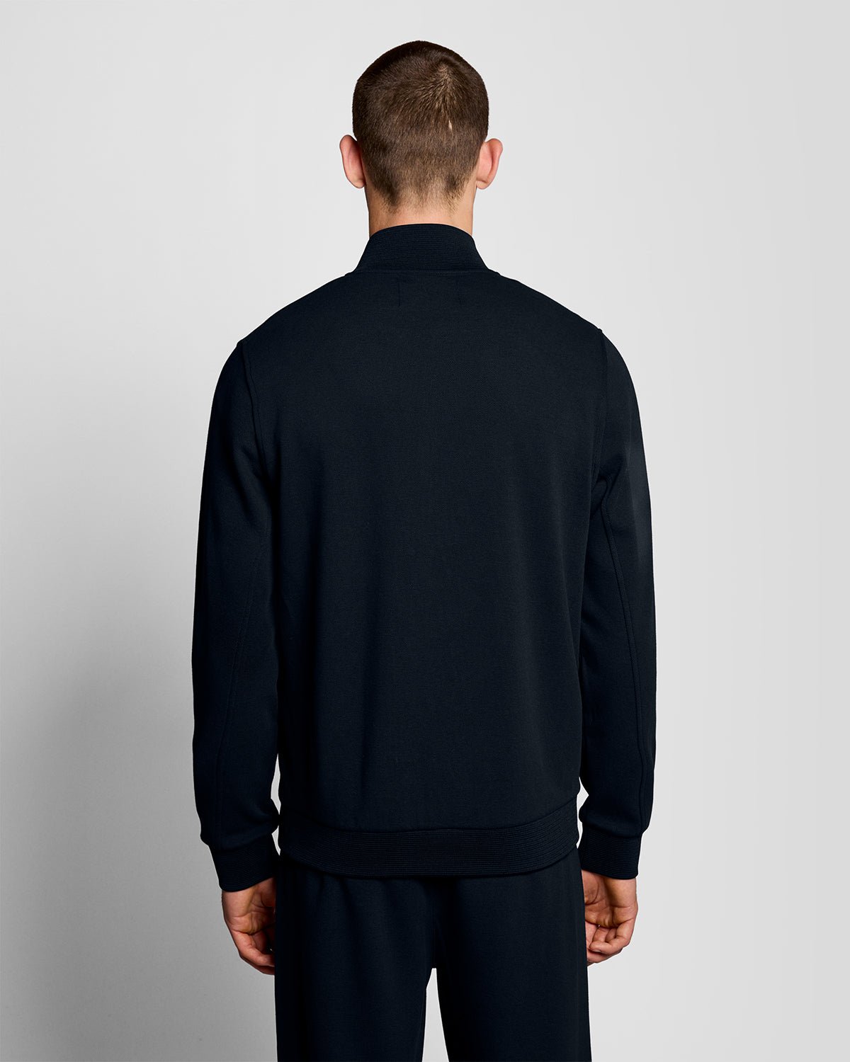 Uomo con giacca da tuta in misto cotone blu scuro