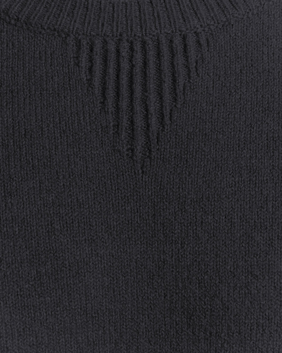 Pull à col rond en maille avec inscription, bleu marine foncé