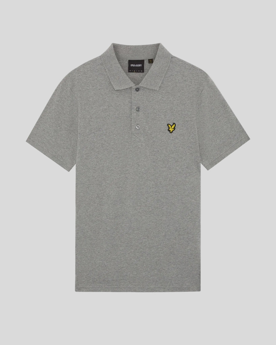 Hombre con polo de jersey de algodón en gris medio jaspeado