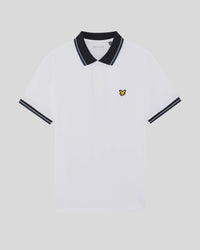 Man wears Sports Tipped Polo Shirt in White