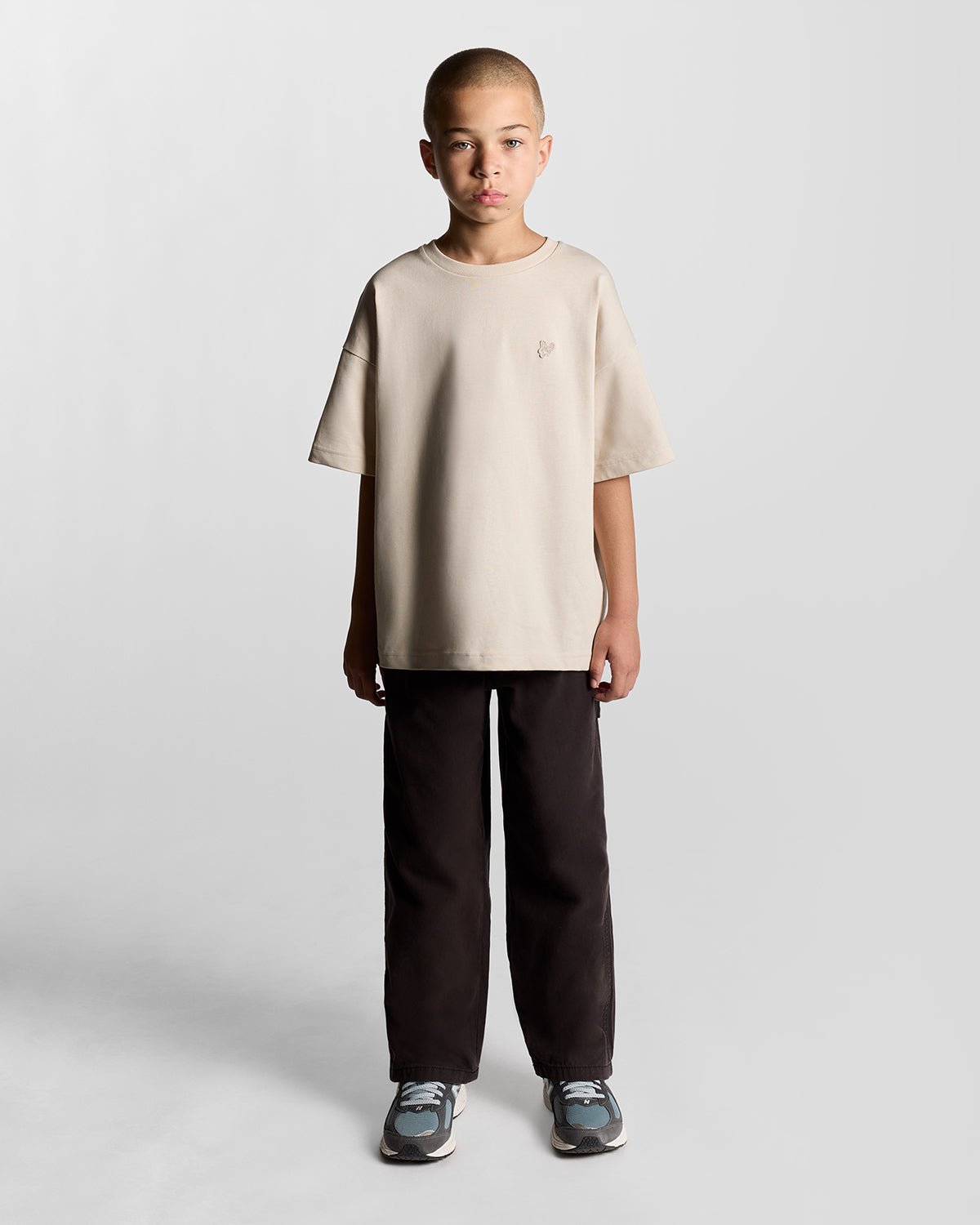 T-shirt ample épais pour garçon, couleur mastic