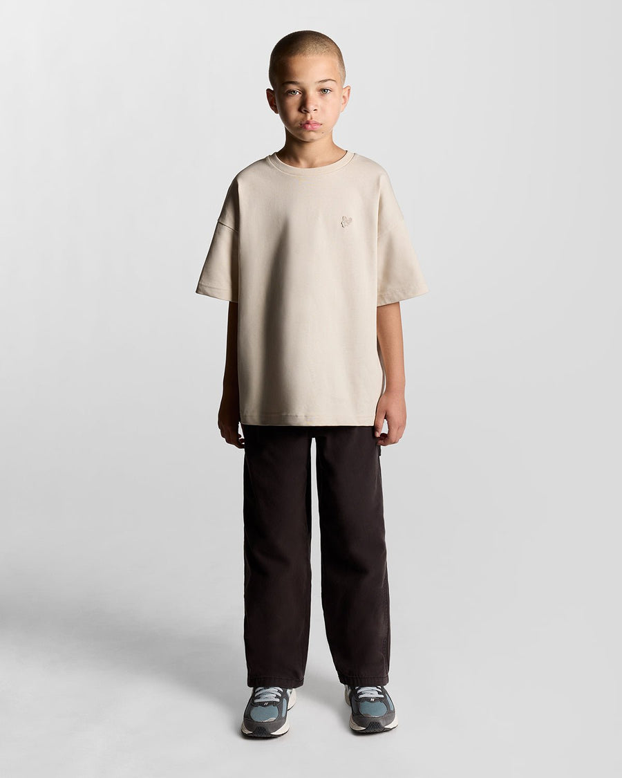 T-shirt ample épais pour garçon, couleur mastic