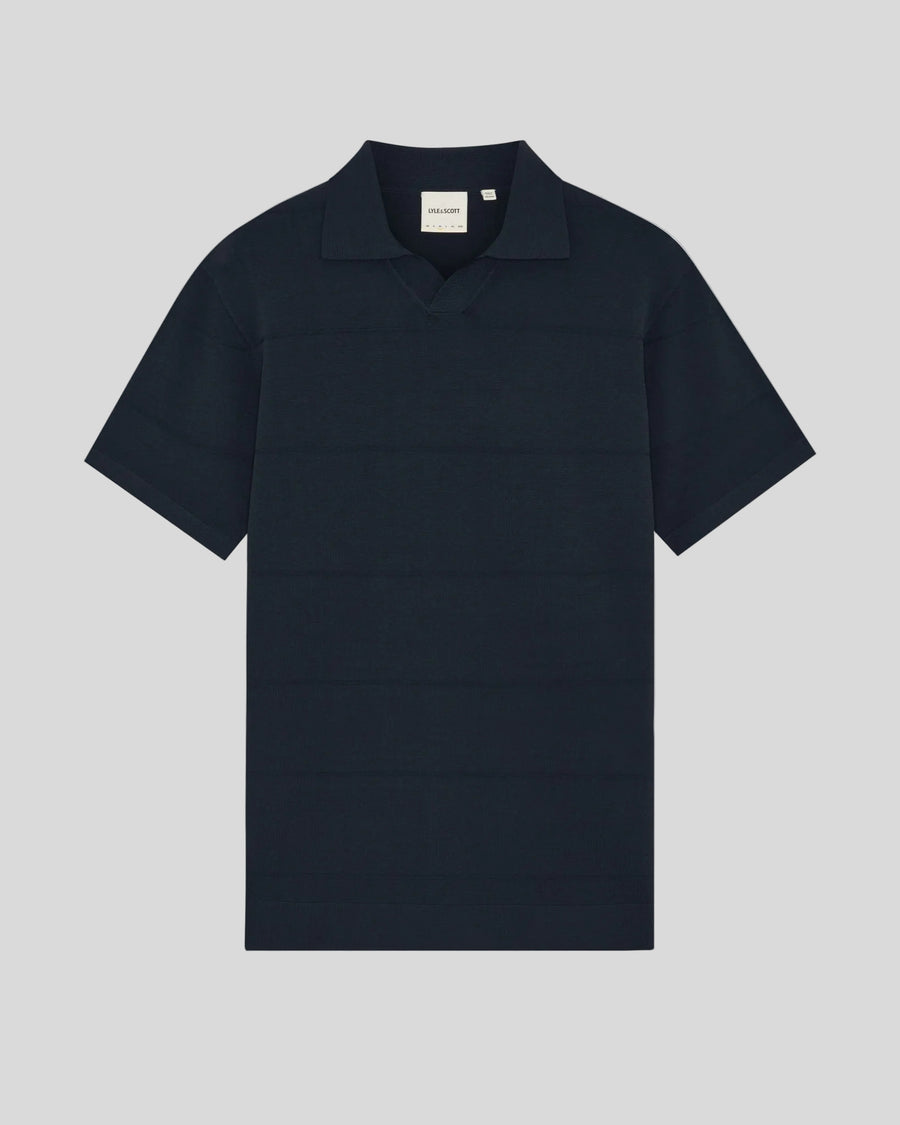 Polo à col ouvert en maille fine, couleur carbone