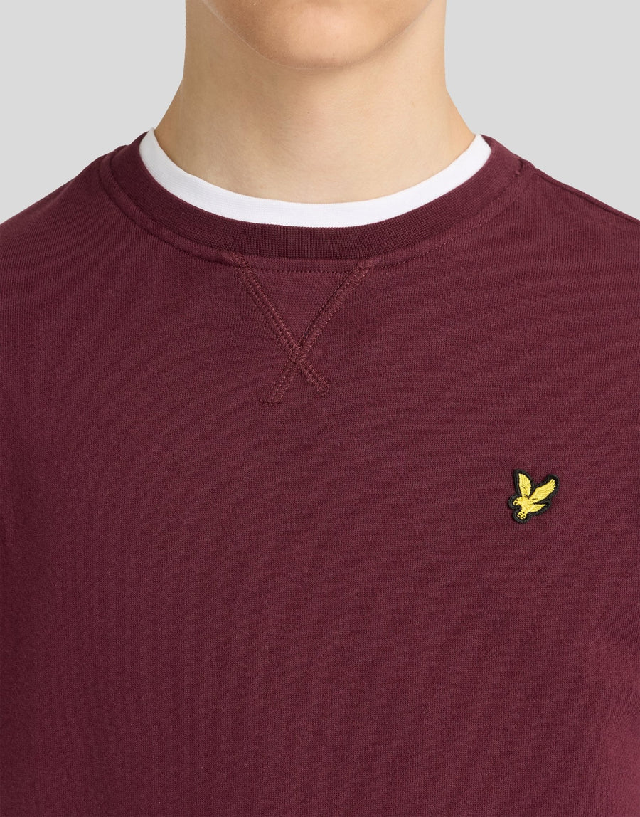 Garçon portant un sweat-shirt classique à col rond, couleur bordeaux