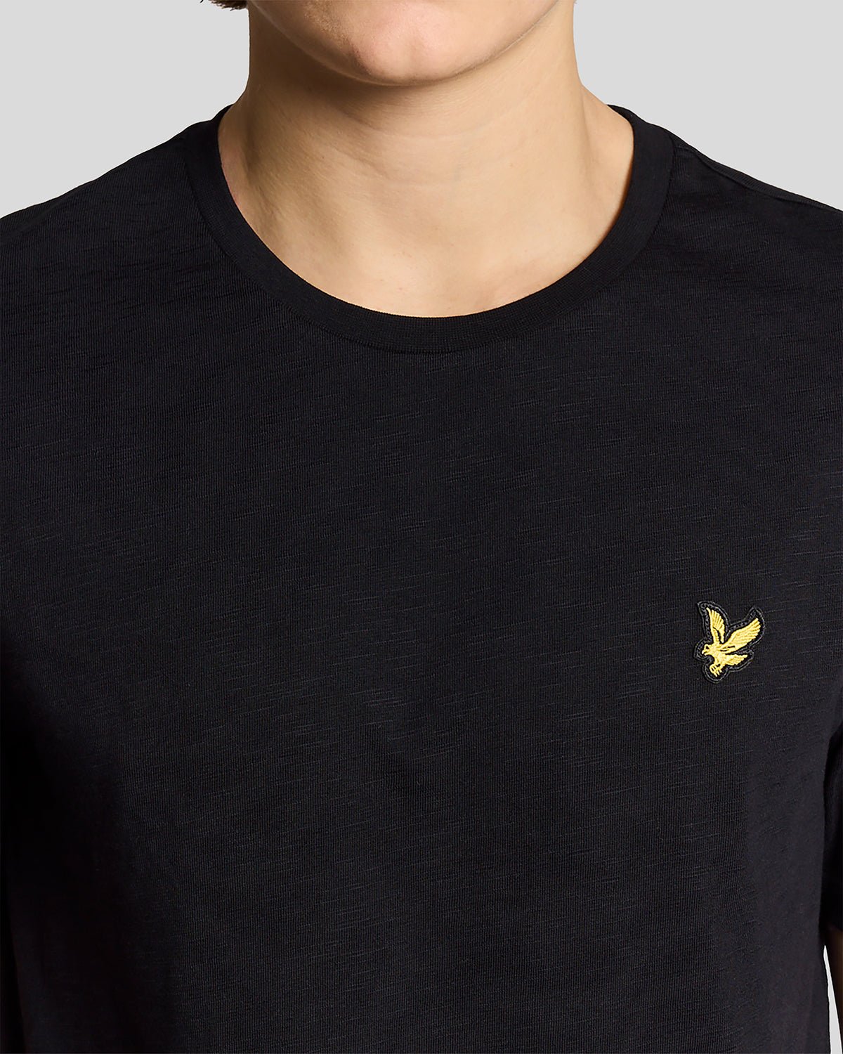 T-shirt en coton fin flammé, couleur noir de jais, pour homme