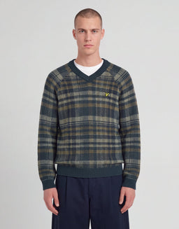 Jersey de cuello en V a cuadros