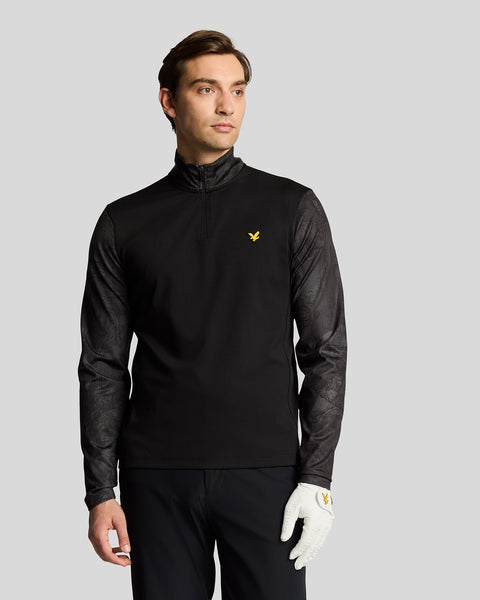 Lyle & Scott Men's Golf Printed Contour Midlayer in Jet Black